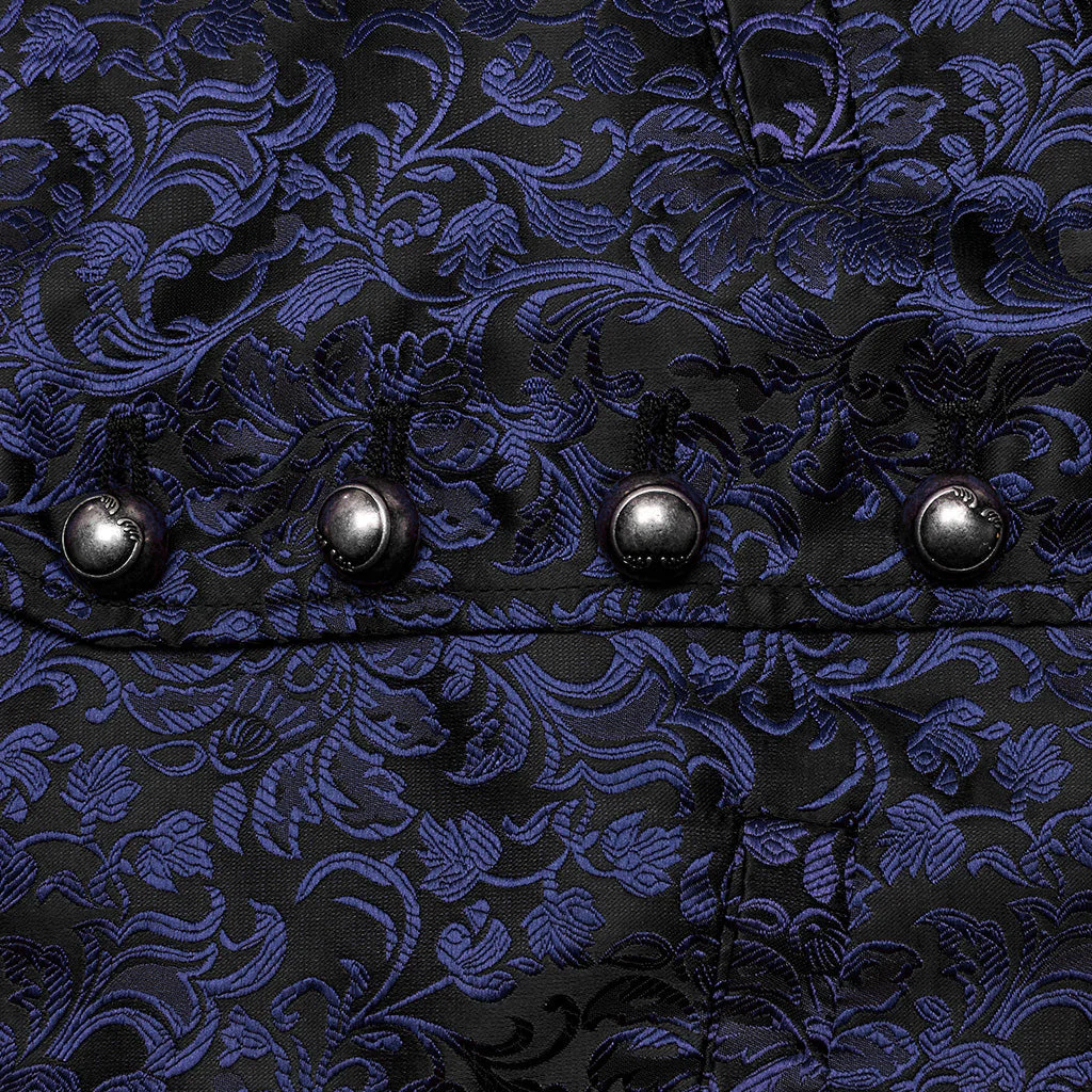 WY-1623MJM Midnight Gothic Vest Brocade Buttoned Waistcoat Lace-Up Sides - Image 44