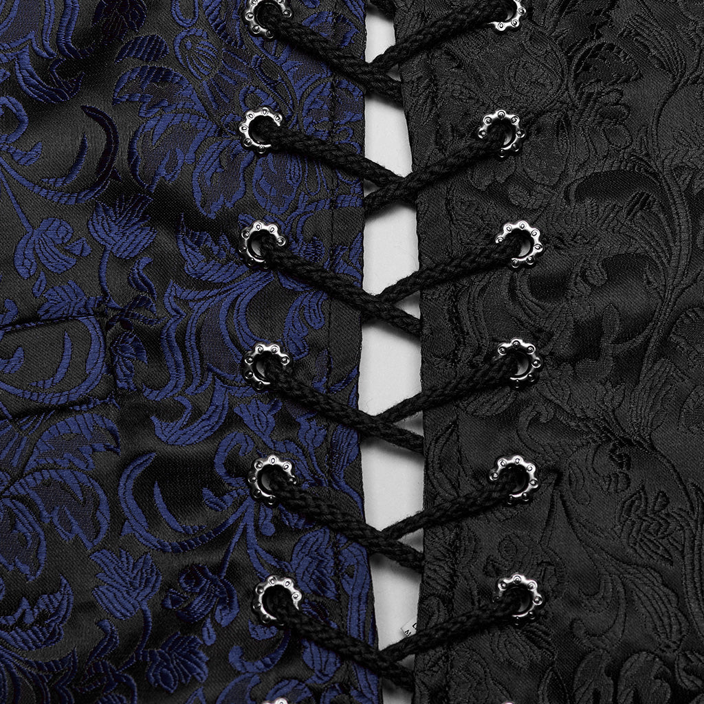 WY-1623MJM Midnight Gothic Vest Brocade Buttoned Waistcoat Lace-Up Sides - Image 45