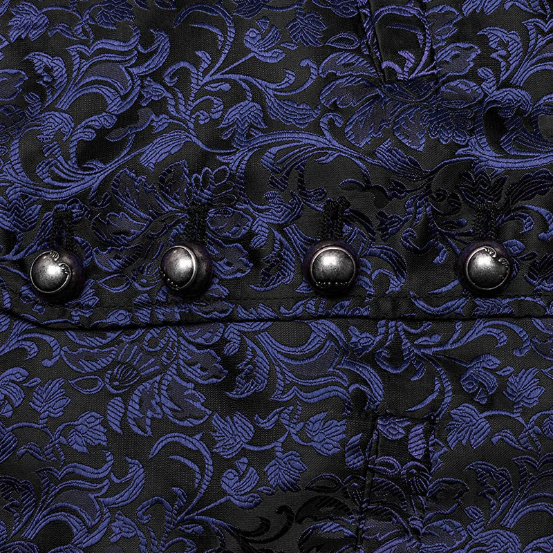 WY-1623MJM Midnight Gothic Vest Brocade Buttoned Waistcoat Lace-Up Sides - Image 5
