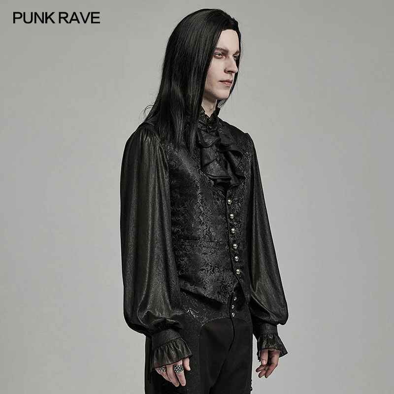 WY-1623MJM Midnight Gothic Vest Brocade Buttoned Waistcoat Lace-Up Sides - Image 59