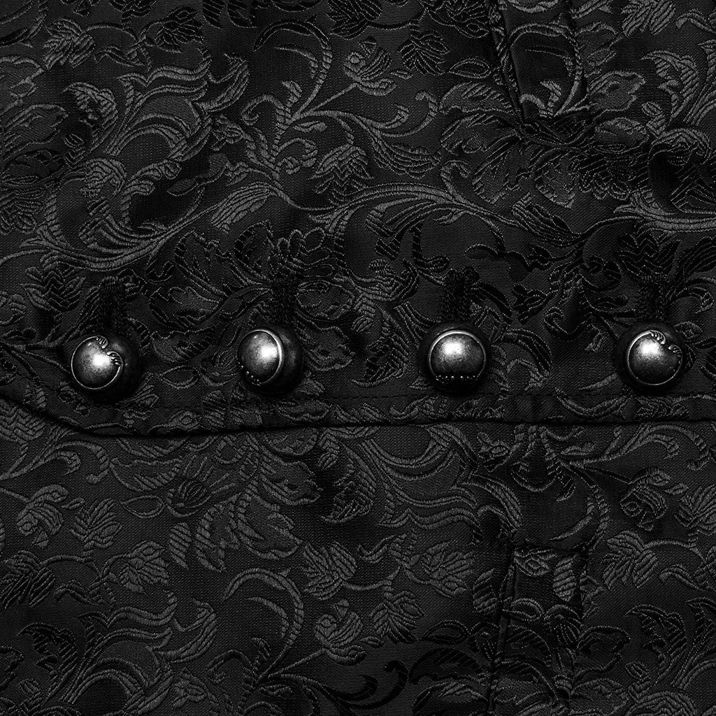 WY-1623MJM Midnight Gothic Vest Brocade Buttoned Waistcoat Lace-Up Sides - Image 67