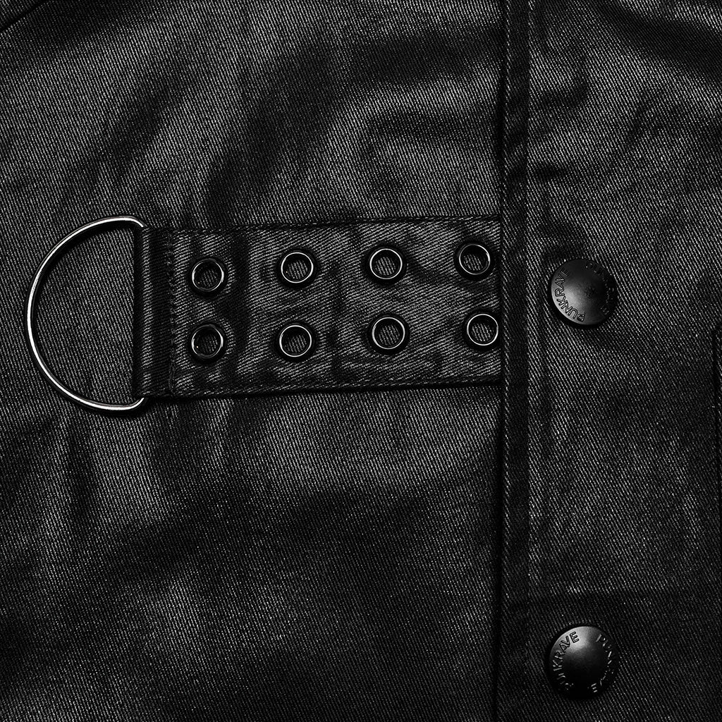WY-1625MJM Gothic Sleeveless Leather Punk Vest with Buckle Details - Image 10
