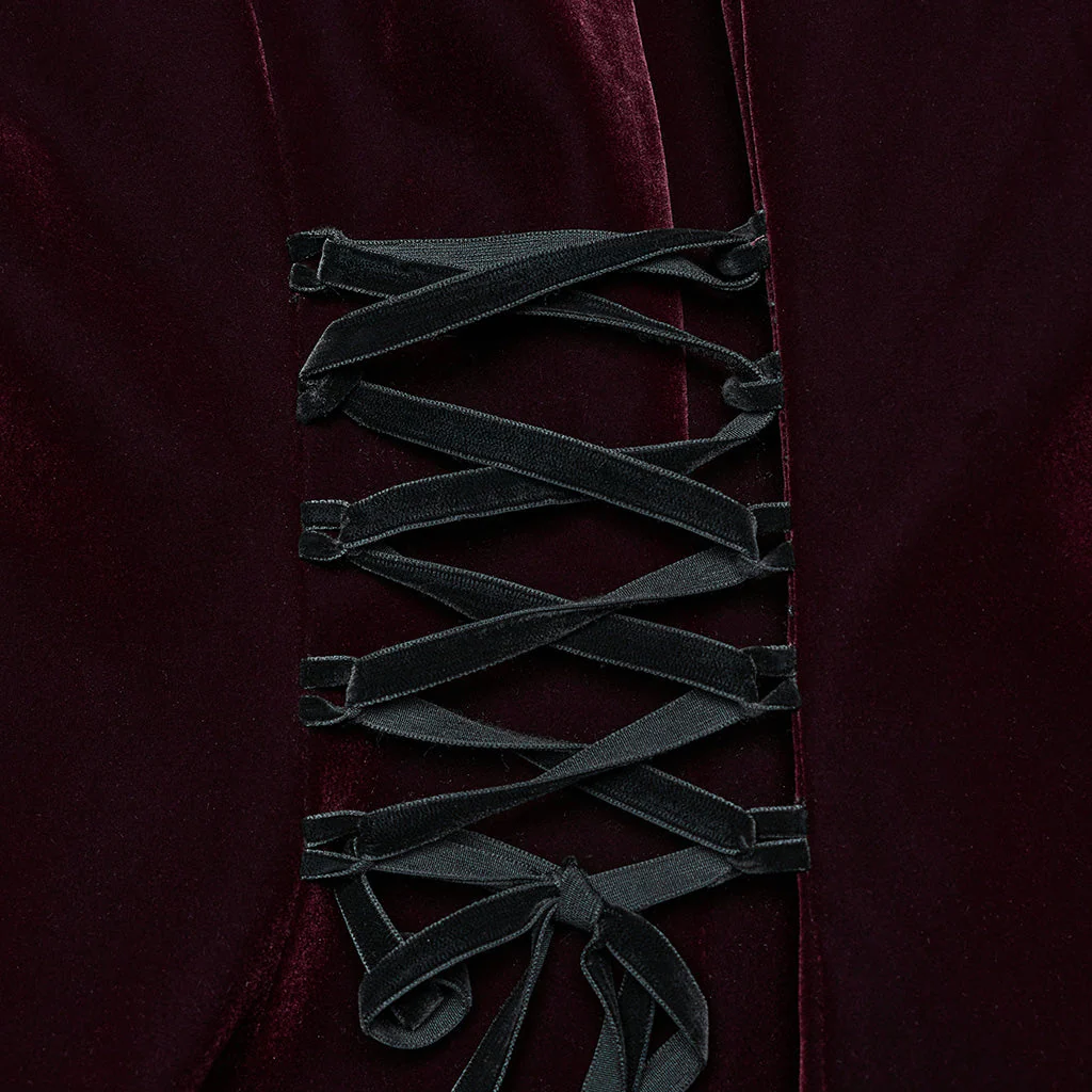 WY-1633XCF Elegant Gothic Lace-Up Symmetrical Long Coat - Image 10