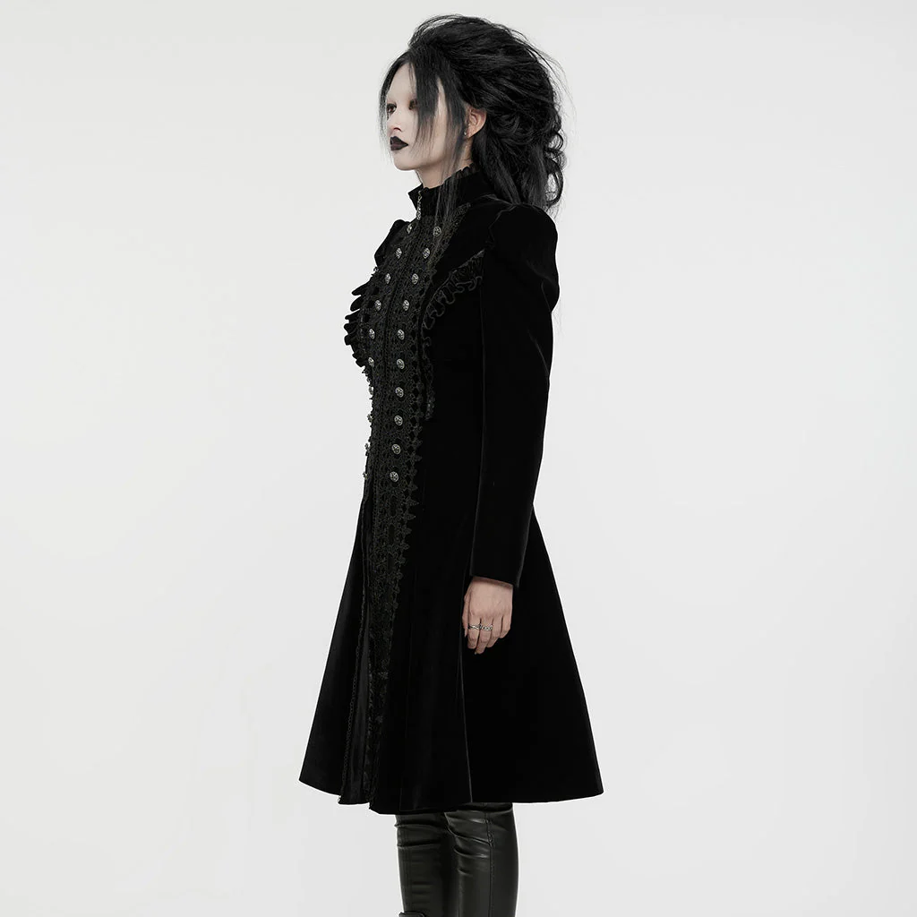 WY-1633XCF Elegant Gothic Lace-Up Symmetrical Long Coat - Image 14