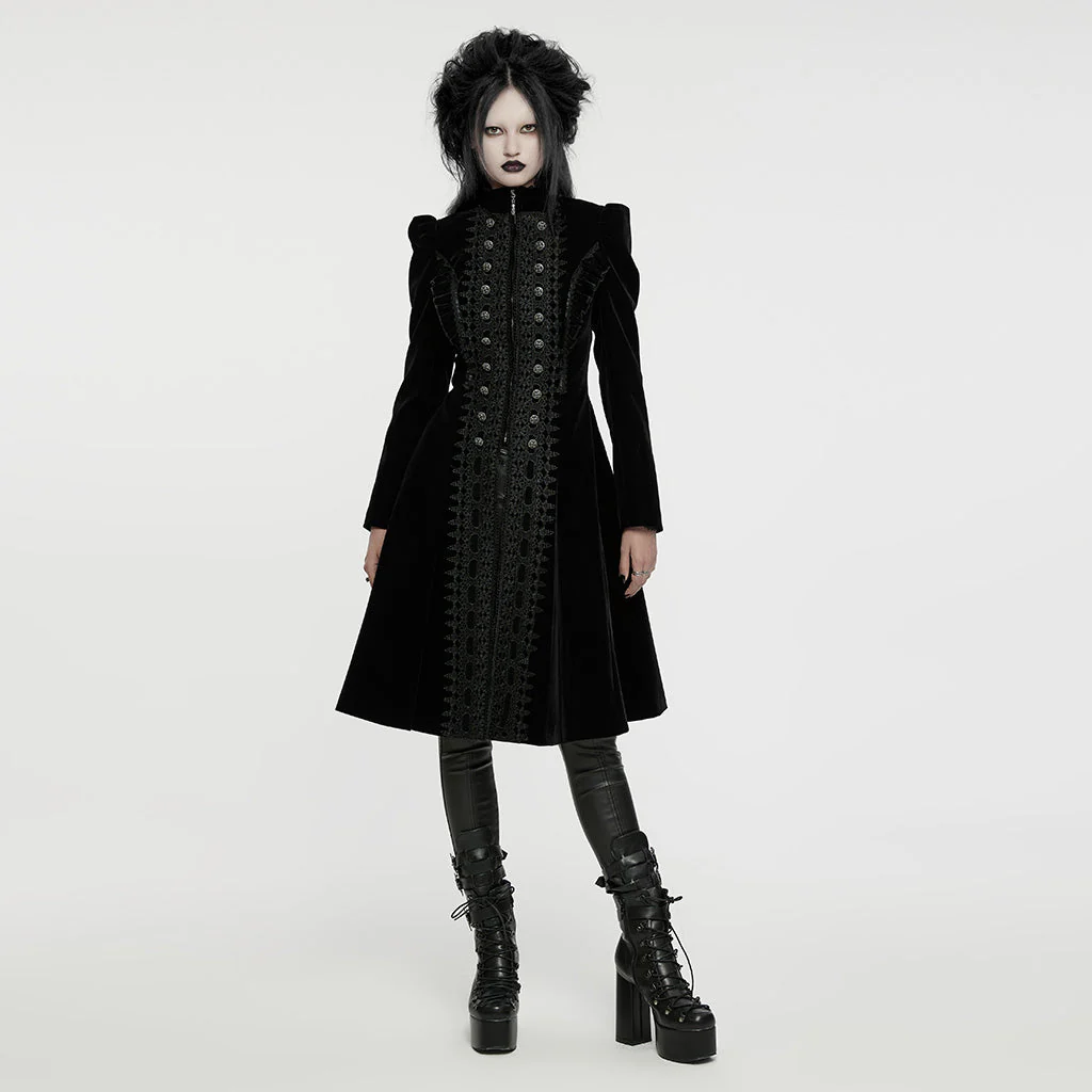 WY-1633XCF Elegant Gothic Lace-Up Symmetrical Long Coat - Image 16