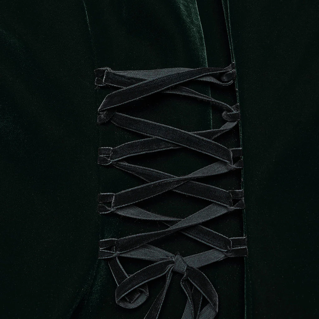 WY-1633XCF Elegant Gothic Lace-Up Symmetrical Long Coat - Image 22