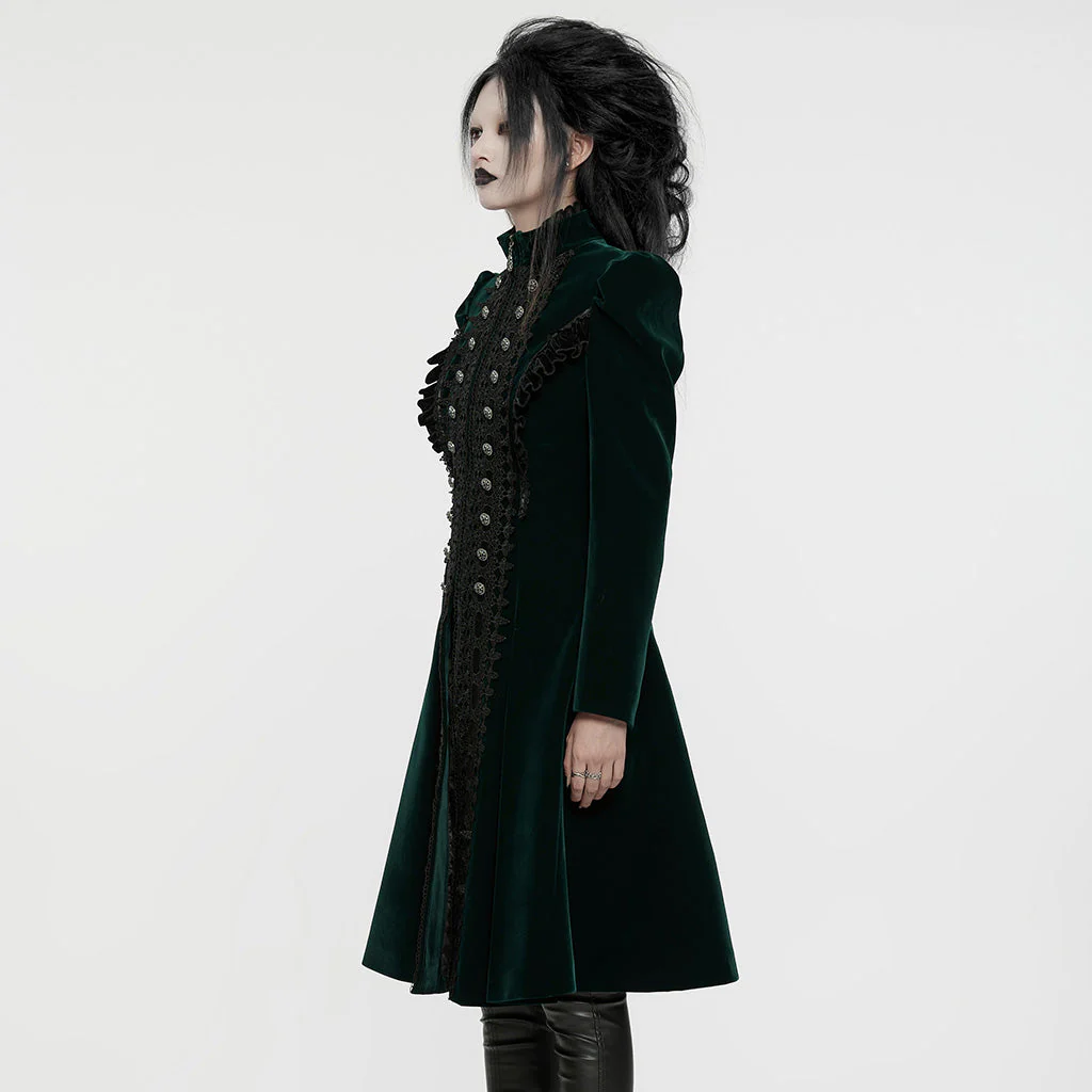 WY-1633XCF Elegant Gothic Lace-Up Symmetrical Long Coat - Image 24