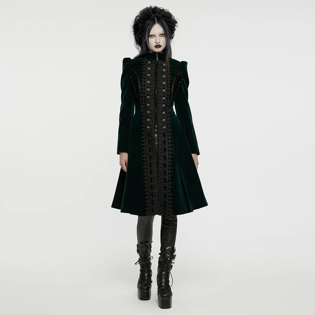 WY-1633XCF Elegant Gothic Lace-Up Symmetrical Long Coat - Image 26
