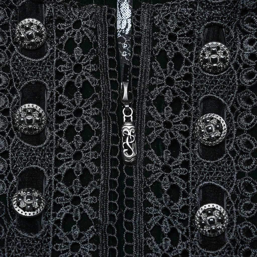 WY-1633XCF Elegant Gothic Lace-Up Symmetrical Long Coat - Image 28