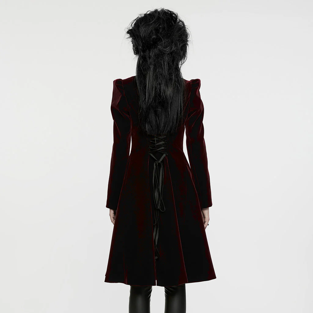 WY-1633XCF Elegant Gothic Lace-Up Symmetrical Long Coat - Image 33
