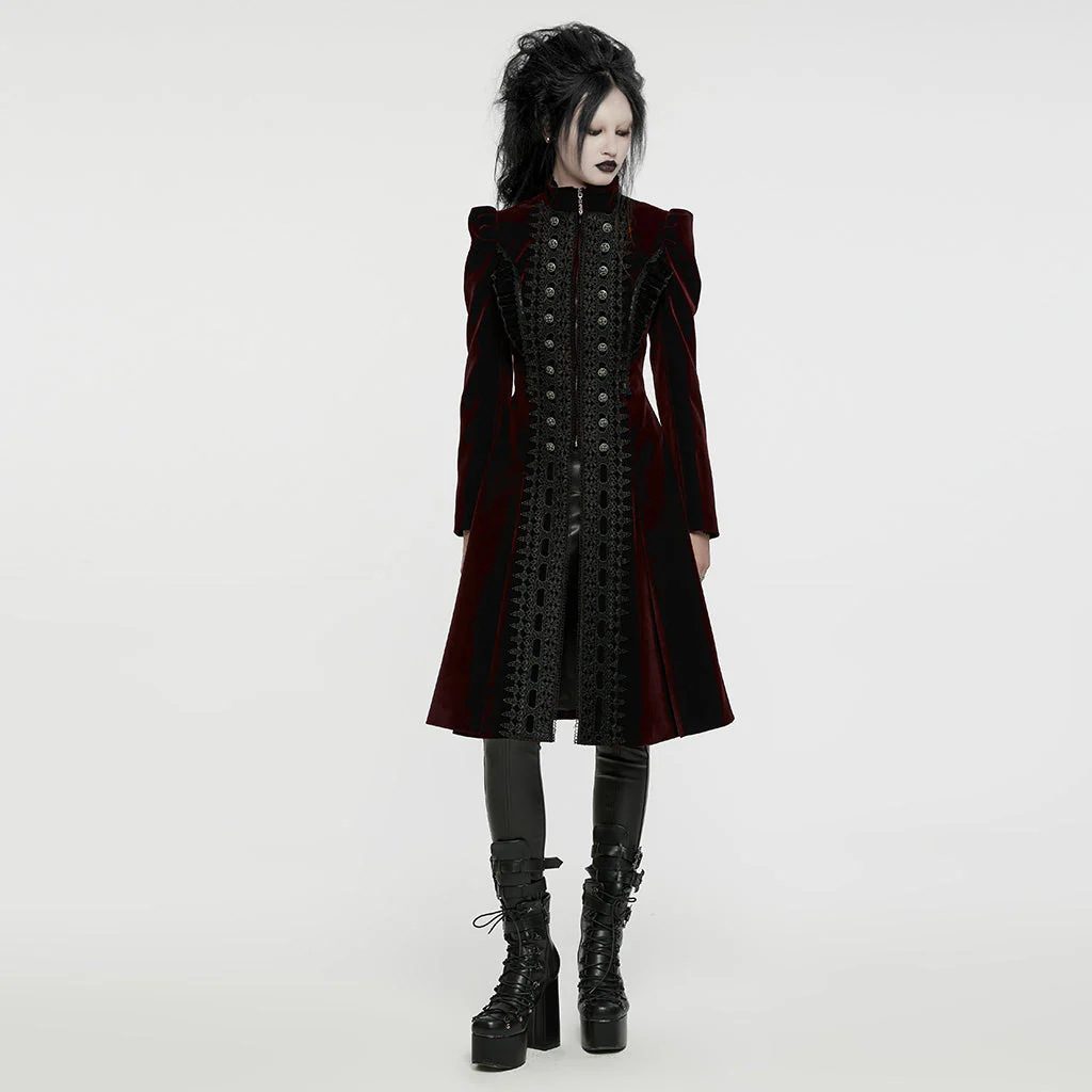 WY-1633XCF Elegant Gothic Lace-Up Symmetrical Long Coat - Image 34
