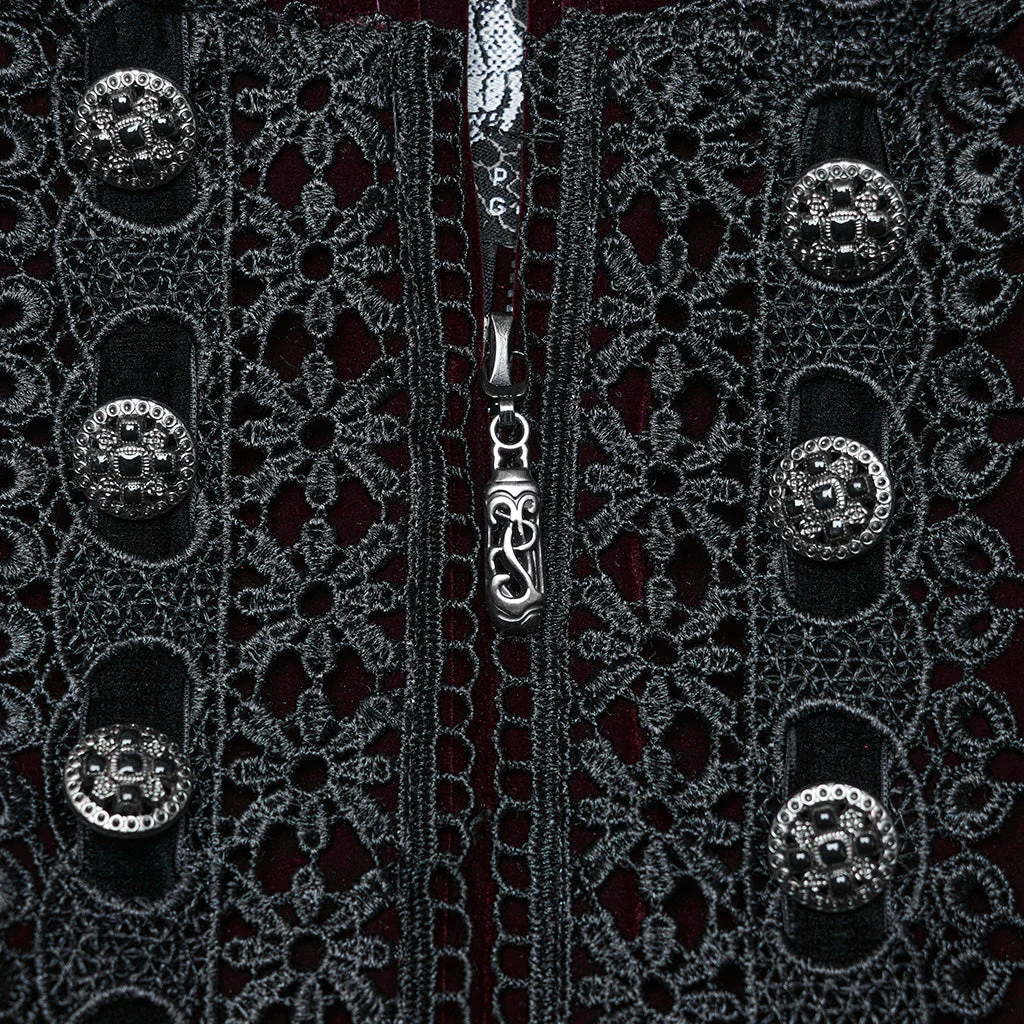 WY-1633XCF Elegant Gothic Lace-Up Symmetrical Long Coat - Image 35
