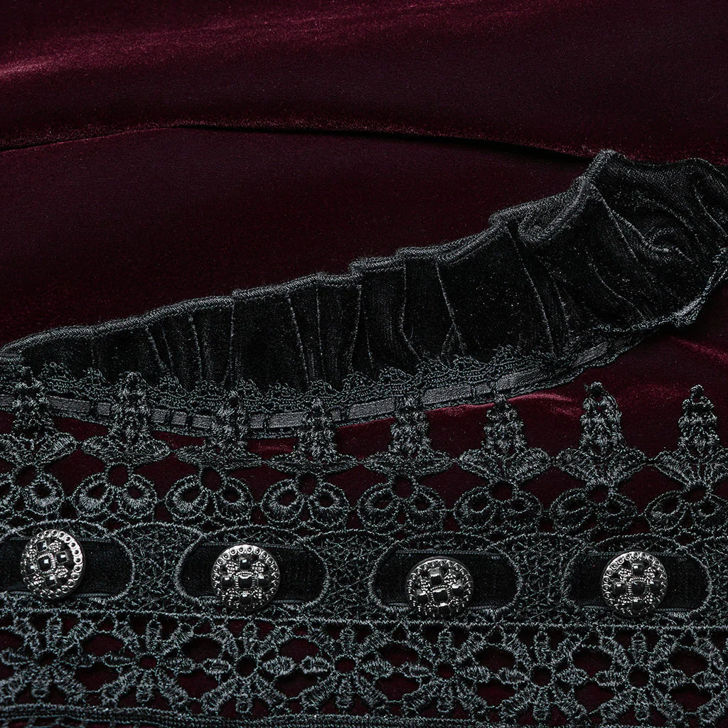WY-1633XCF Elegant Gothic Lace-Up Symmetrical Long Coat - Image 36