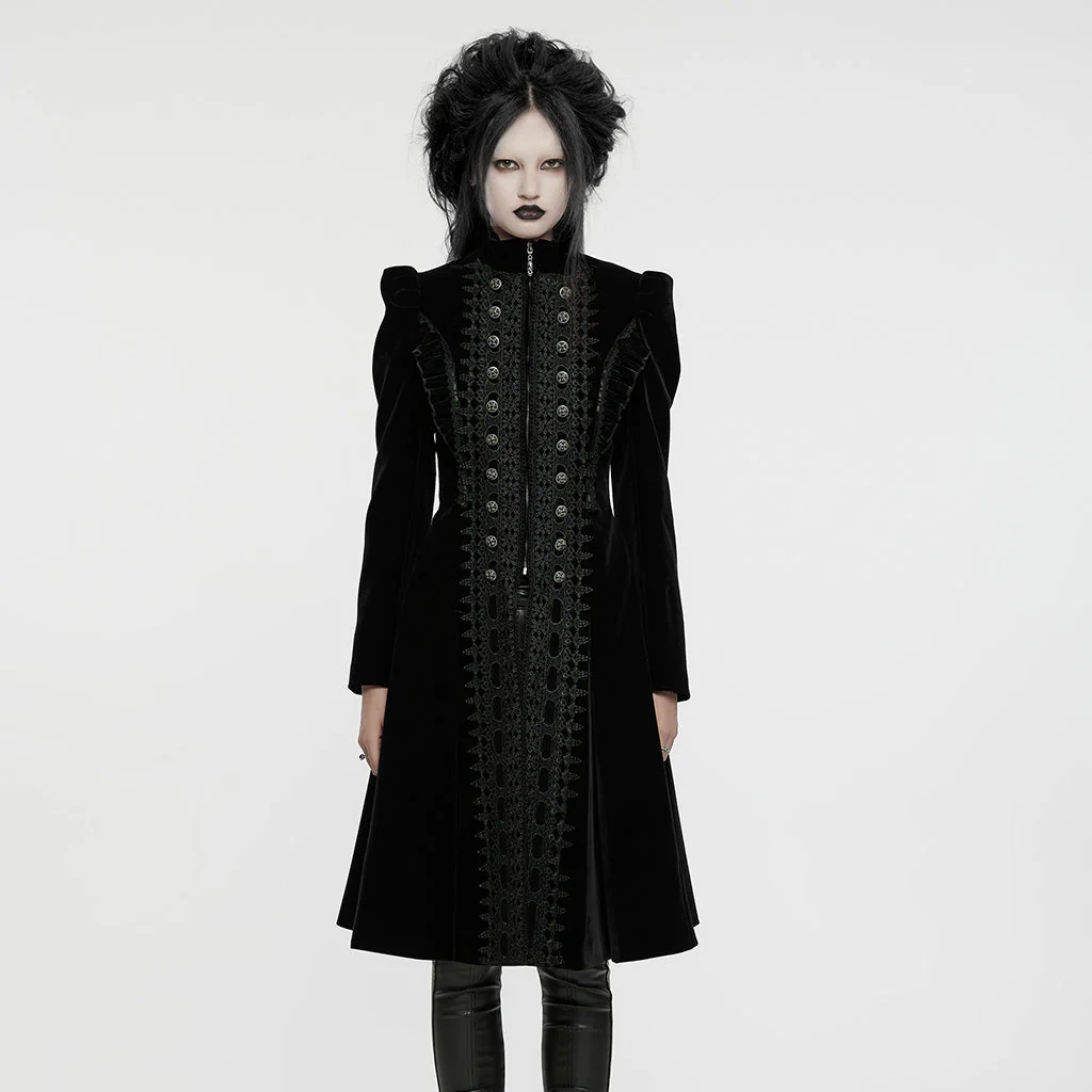 WY-1633XCF Elegant Gothic Lace-Up Symmetrical Long Coat - Image 41