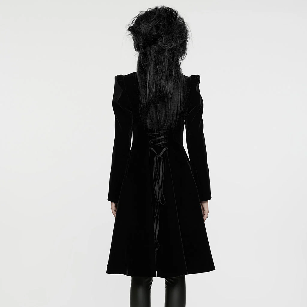 WY-1633XCF Elegant Gothic Lace-Up Symmetrical Long Coat - Image 43
