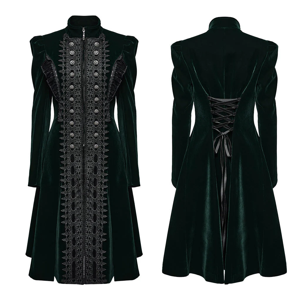 WY-1633XCF Elegant Gothic Lace-Up Symmetrical Long Coat - Image 55