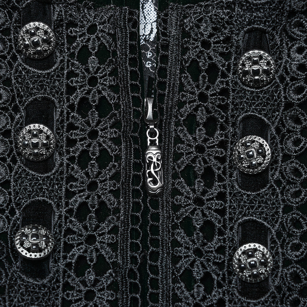 WY-1633XCF Elegant Gothic Lace-Up Symmetrical Long Coat - Image 56