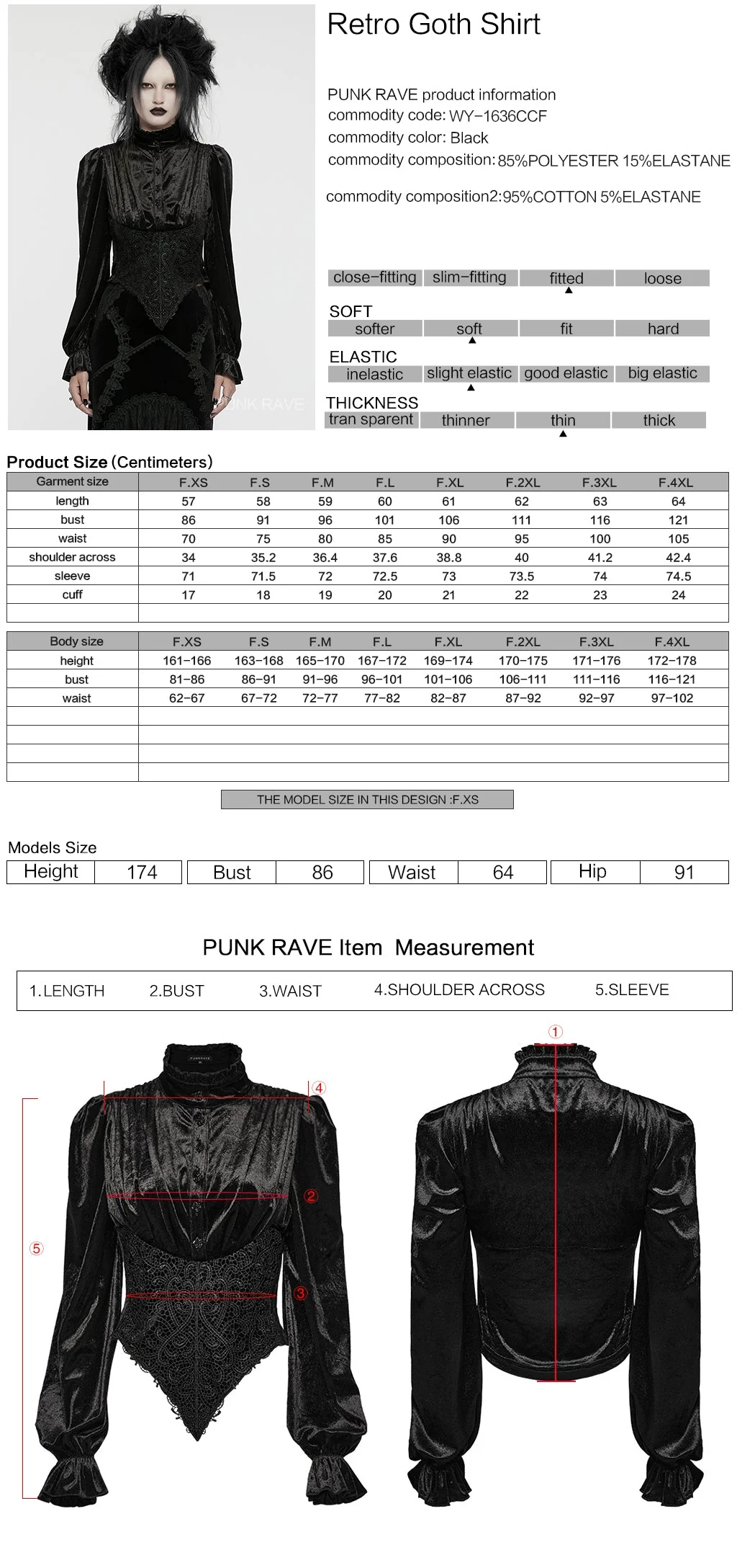WY-1636CCF Victorian Velvet Gothic Shirt Dramatic High Collar Design - Image 12