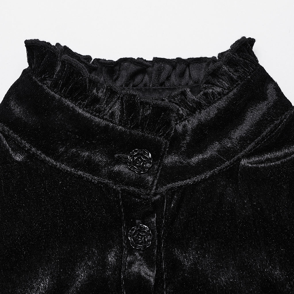 WY-1636CCF Victorian Velvet Gothic Shirt Dramatic High Collar Design - Image 17