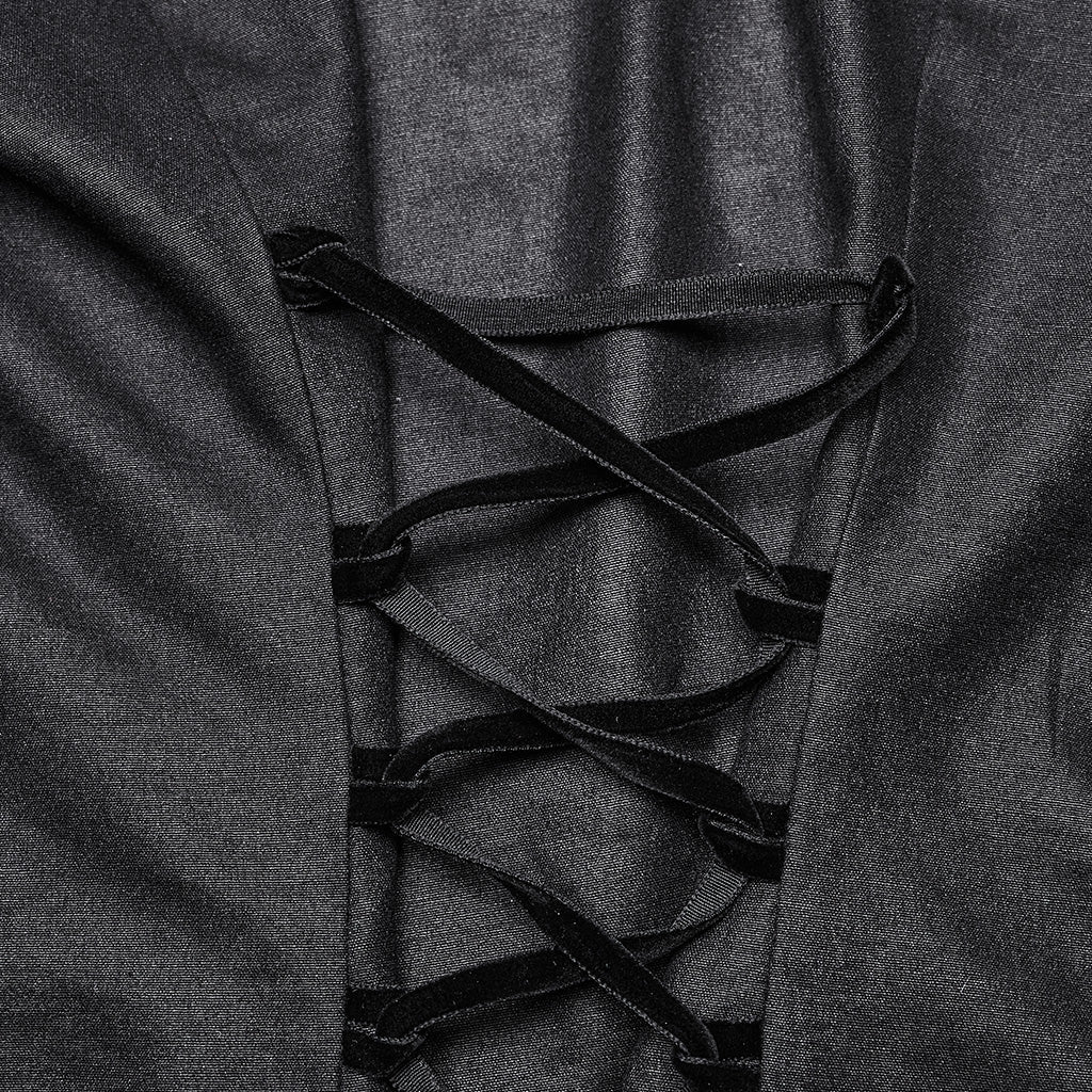 WY-1641CCF Gothic Pleated Lace Lantern Sleeve Mesh Shirt - Image 9