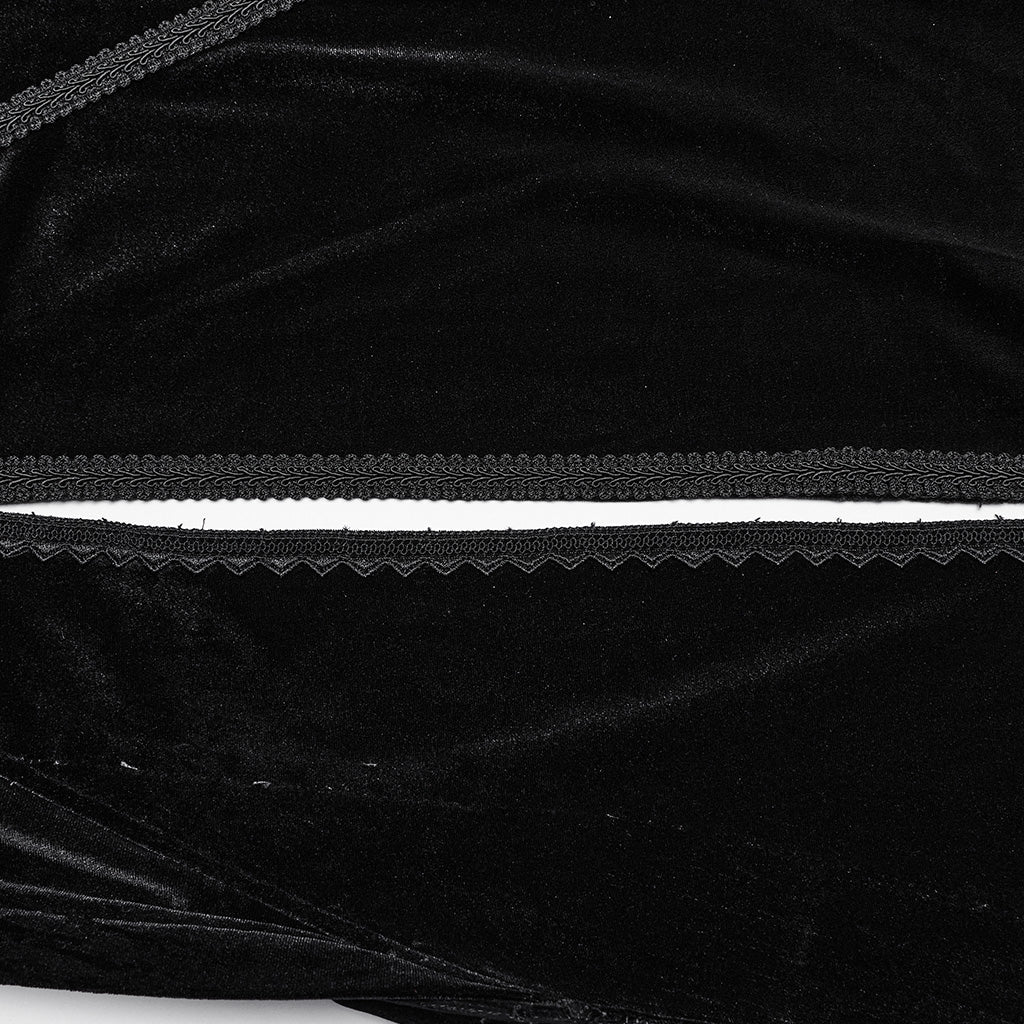 WY-1642DPF Velvet Gothic Coat with Hood and Lace Detailing - Image 20