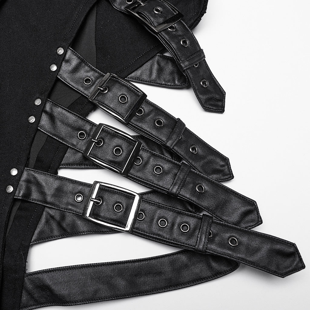 WY-1647MJF Edgy Punk Vest with Asymmetrical Leather Straps Design - Image 19