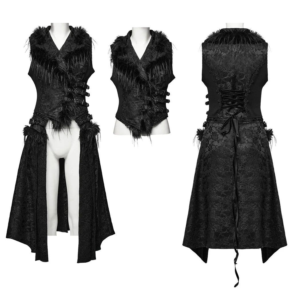 WY-1650MJF Gothic Vest Long Tail Detachable Faux Fur Trim - Image 16