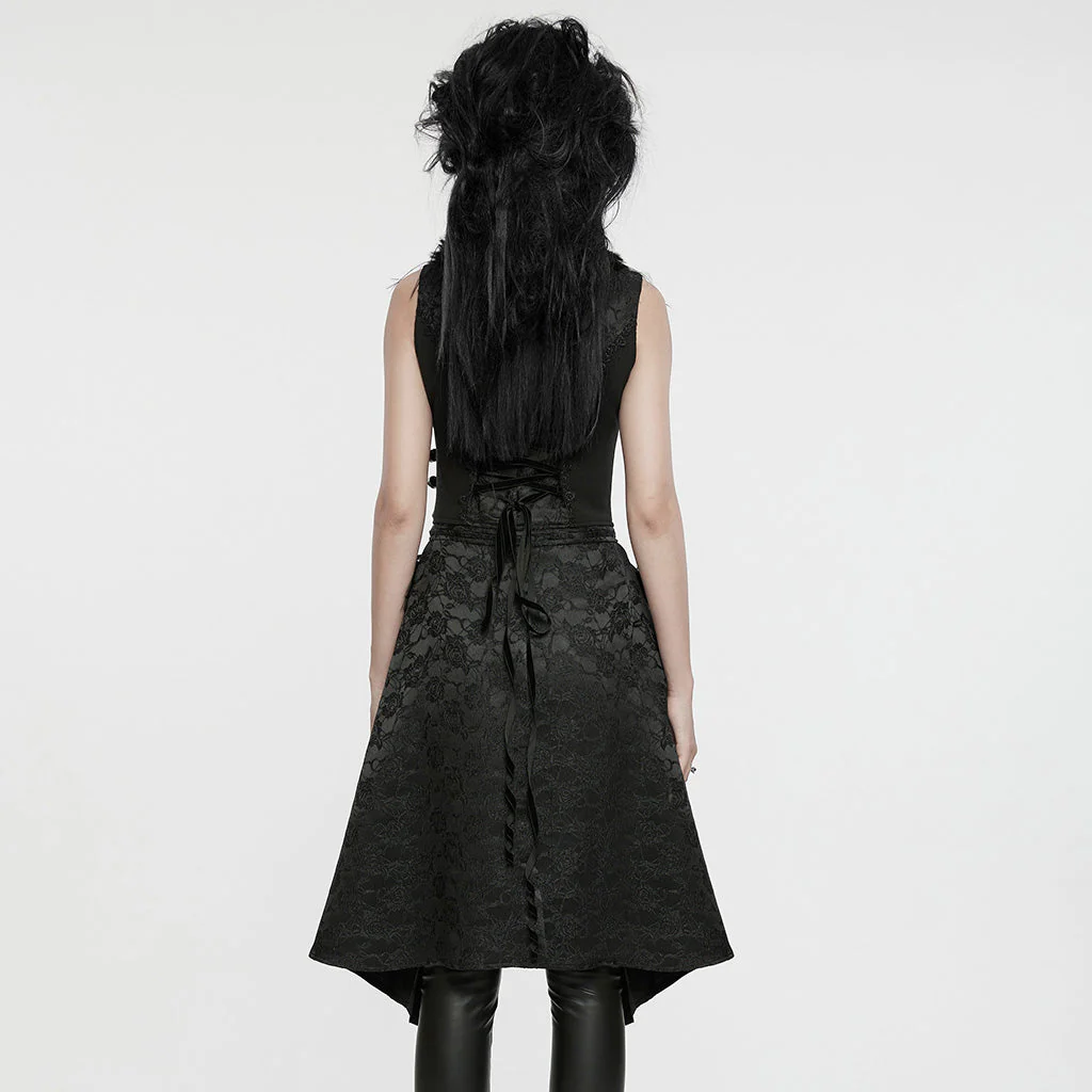 WY-1650MJF Gothic Vest Long Tail Detachable Faux Fur Trim - Image 4