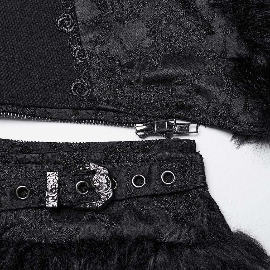 WY-1650MJF Gothic Vest Long Tail Detachable Faux Fur Trim - Image 8