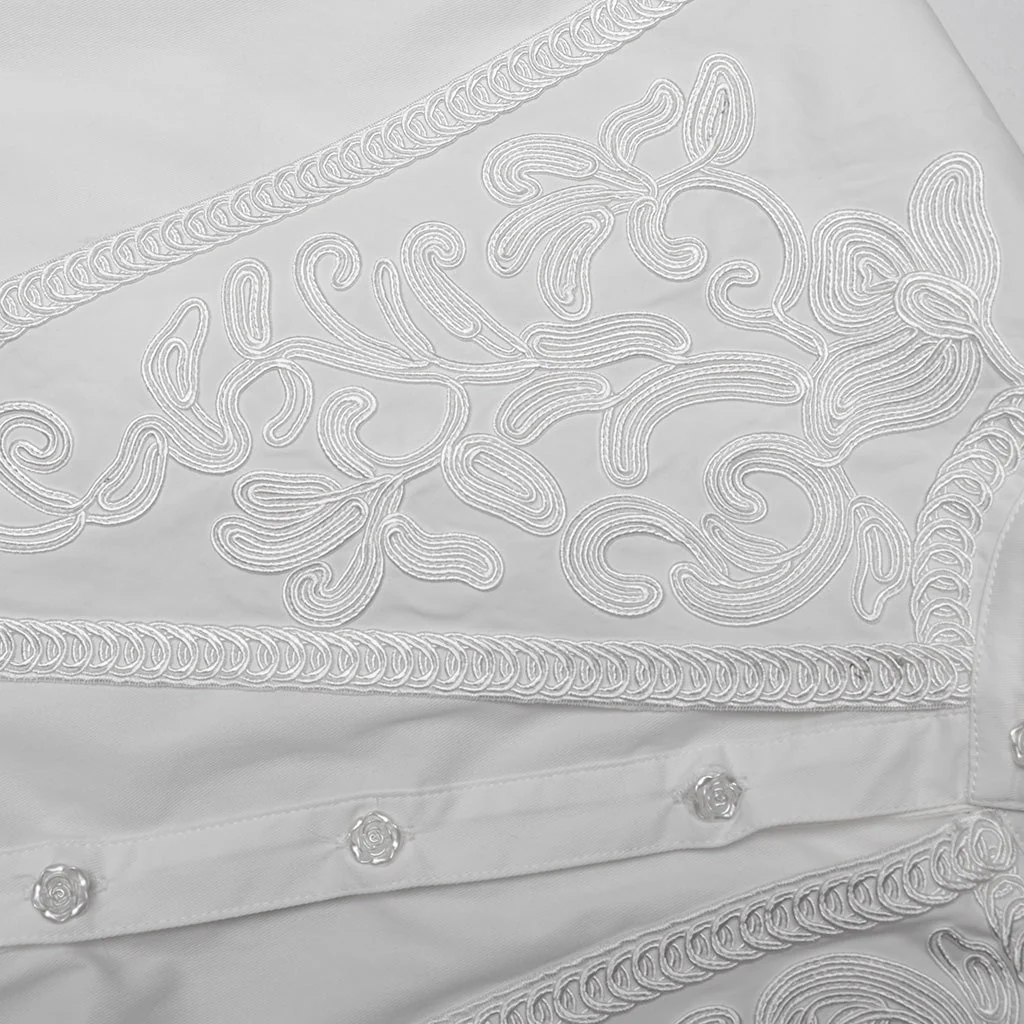 WY-1652CCF Wide Shoulder Embroidered Gothic Shirt with High Collar Design - Image 18