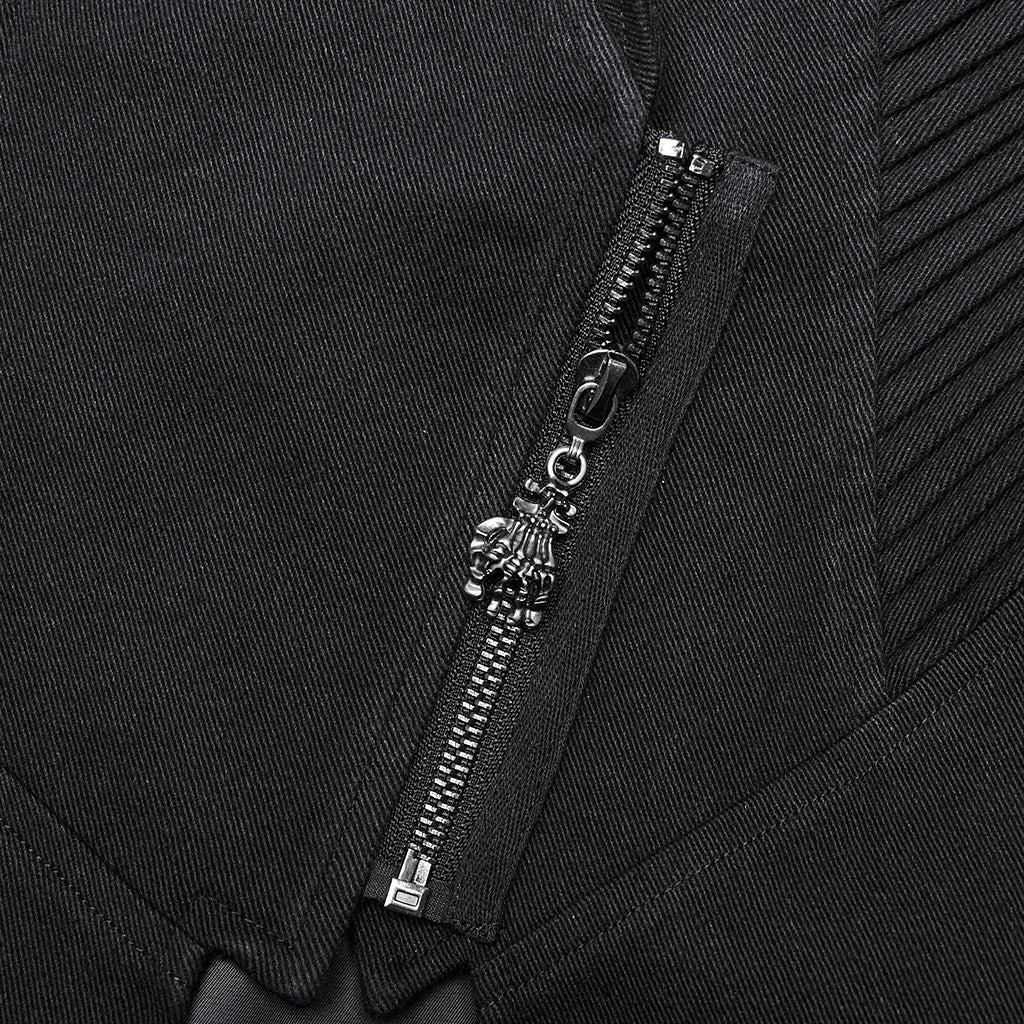 WY-1655XCF Gothic Punk Coat with Chains and Decorative Zipper Details - Image 10