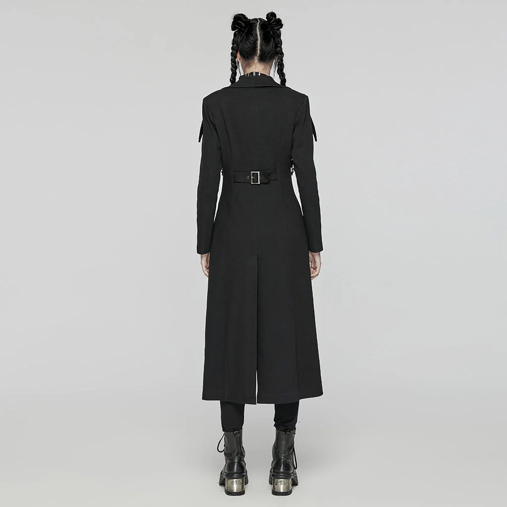 WY-1655XCF Gothic Punk Coat with Chains and Decorative Zipper Details - Image 14