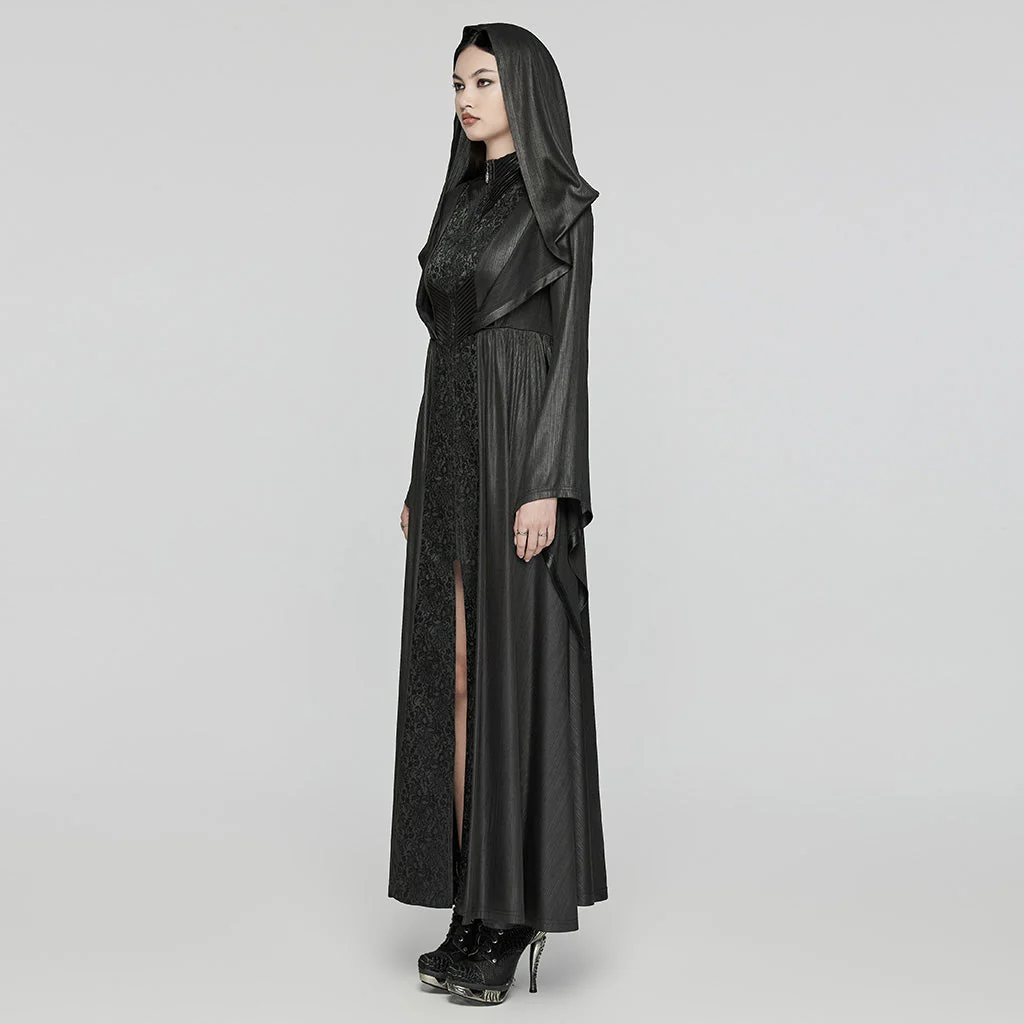 WY-1657XCF Gothic Hooded Long Coat with Elegant Brocade Details - Image 13