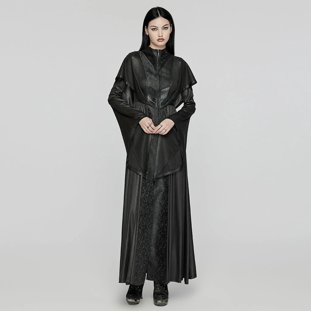 WY-1657XCF Gothic Hooded Long Coat with Elegant Brocade Details - Image 5