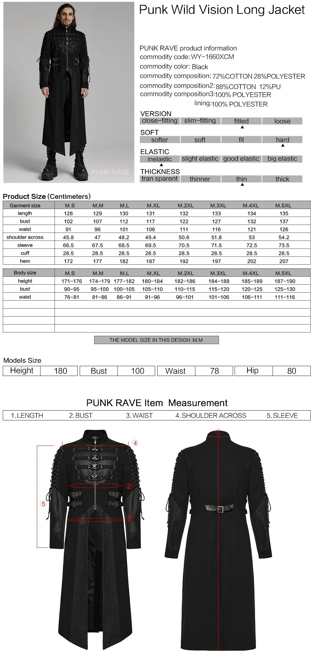 WY-1660XCM Gothic Steampunk Trench Punk Coat Buckle Strap Long Jacket - Image 20