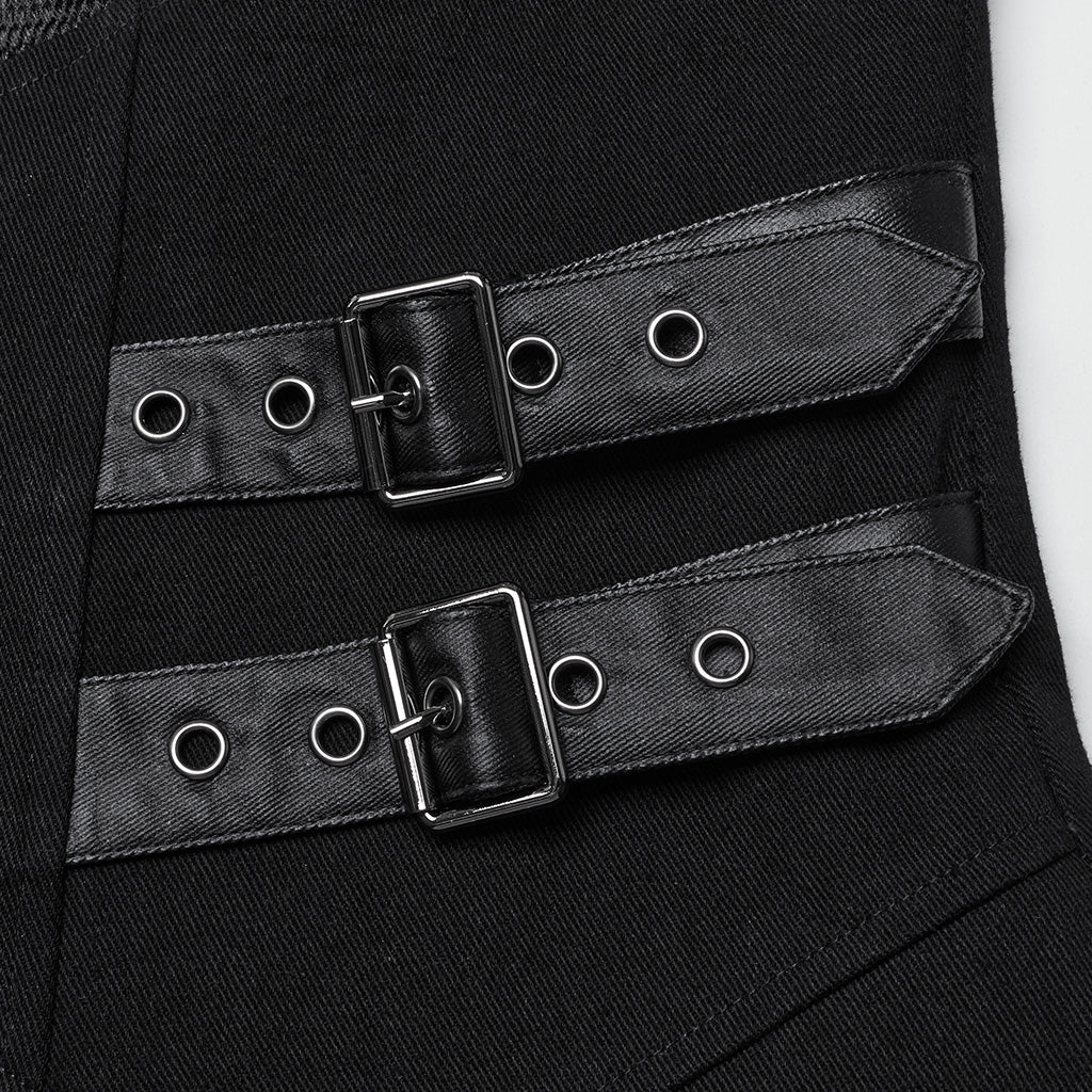 WY-1660XCM Gothic Steampunk Trench Punk Coat Buckle Strap Long Jacket - Image 8