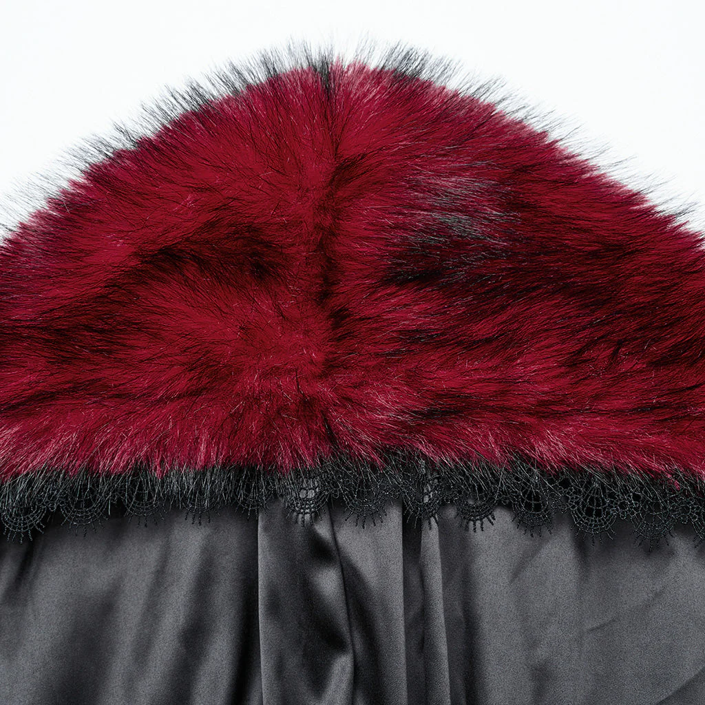 WY-1663DPF Gothic Asymmetric Plush Coat with Hooded Design - Image 17
