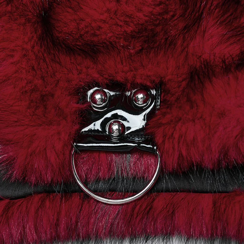 WY-1664XDF Gothic Punk Fur Jacket with Buckle Strap Details - Image 28