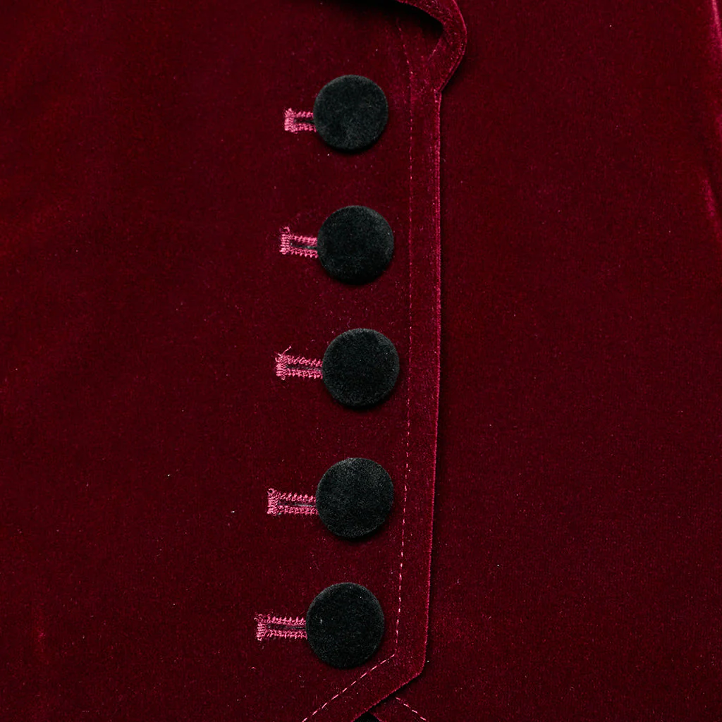 WY-1665XCF Velvet Gothic Embroidered Coat with Lace-Up Back Detailing - Image 16