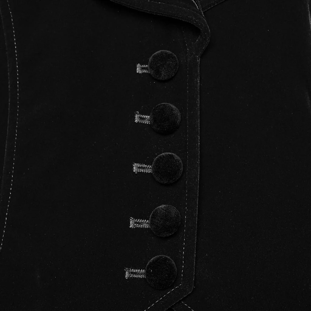 WY-1665XCF Velvet Gothic Embroidered Coat with Lace-Up Back Detailing - Image 25