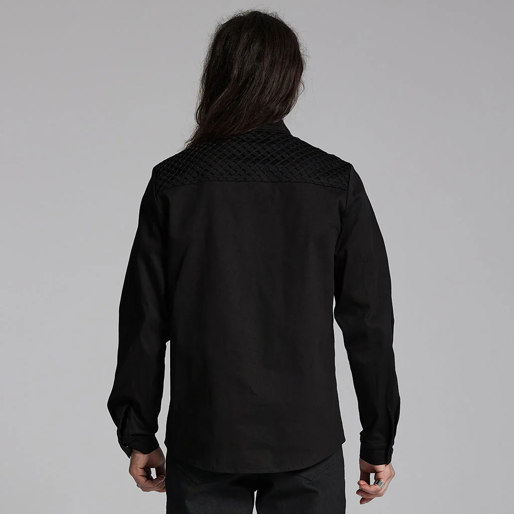 WY-1666CCM Mens Black Gothic Rivet Punk Shirt with Zipper Detail - Image 4