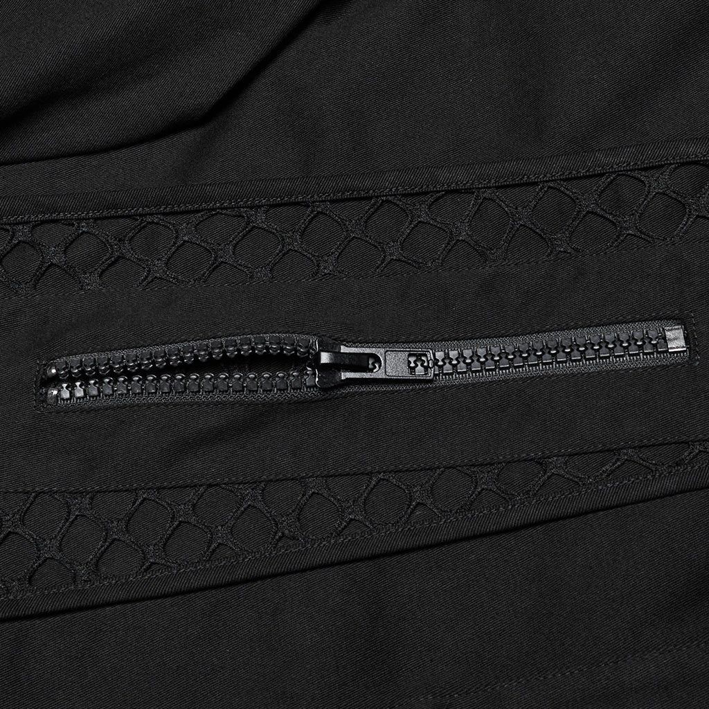 WY-1666CCM Mens Black Gothic Rivet Punk Shirt with Zipper Detail - Image 8