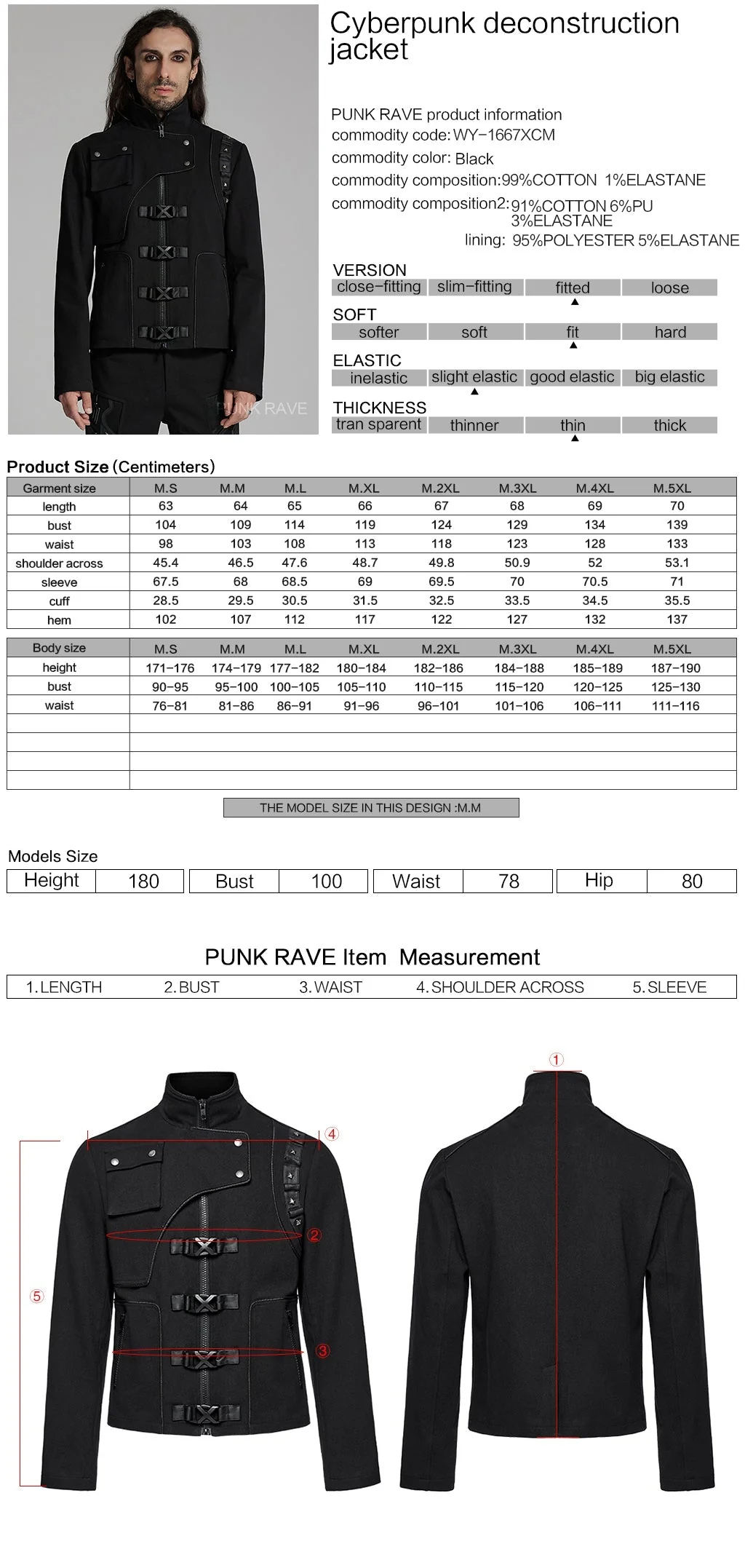 WY-1667XCM Gothic Military Punk Jacket with Buckle Strap Detailing - Image 22