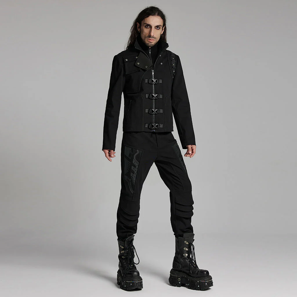 WY-1667XCM Gothic Military Punk Jacket with Buckle Strap Detailing - Image 25