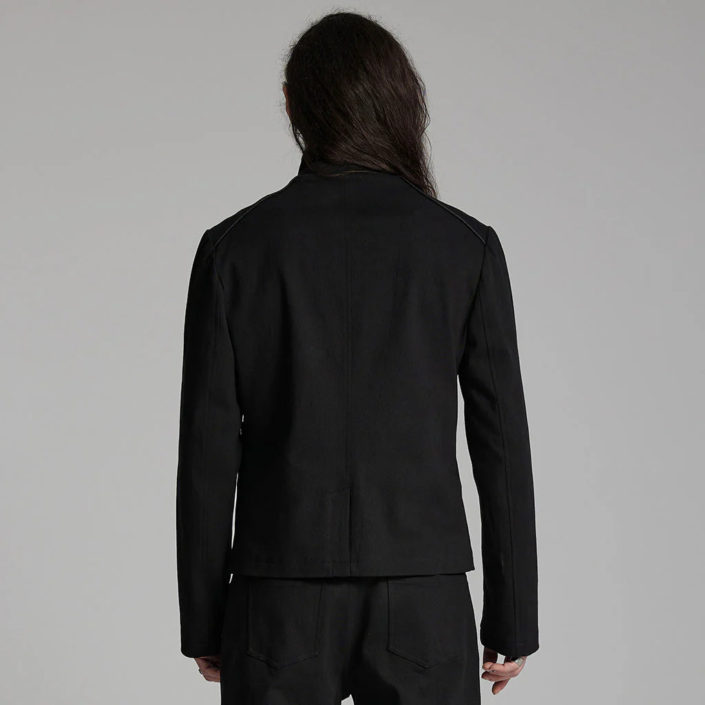 WY-1667XCM Gothic Military Punk Jacket with Buckle Strap Detailing - Image 4