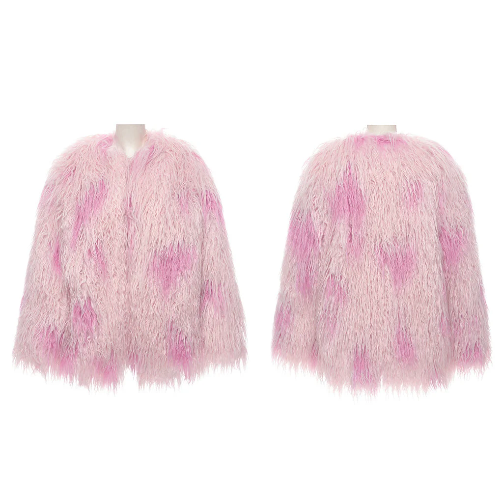 WY-1668XCF Gothic black White Faux Fur Punk Jacket - Image 14