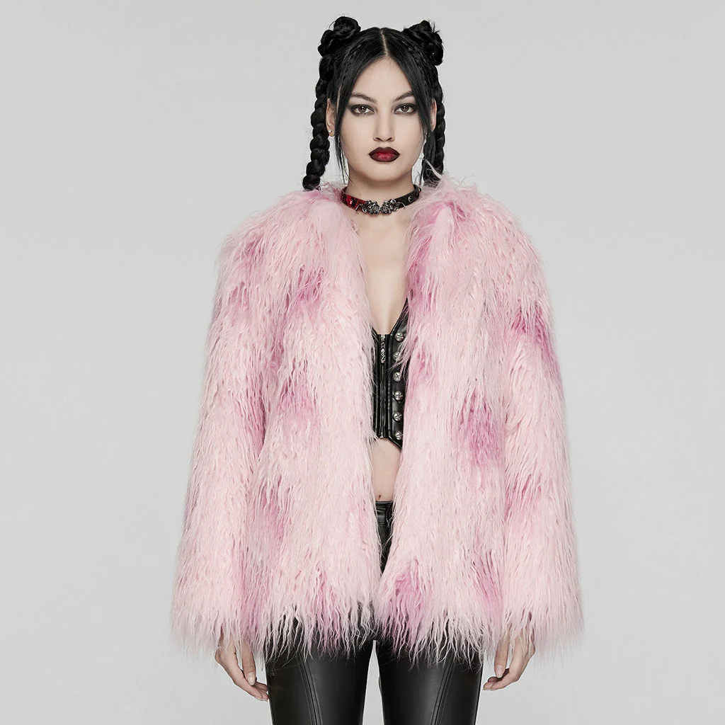 WY-1668XCF Gothic black White Faux Fur Punk Jacket - Image 27