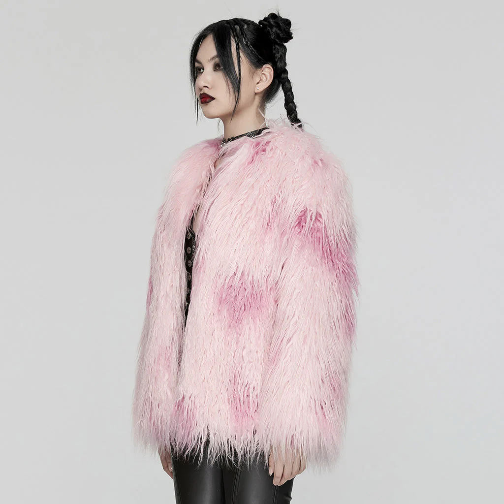 WY-1668XCF Gothic black White Faux Fur Punk Jacket - Image 28