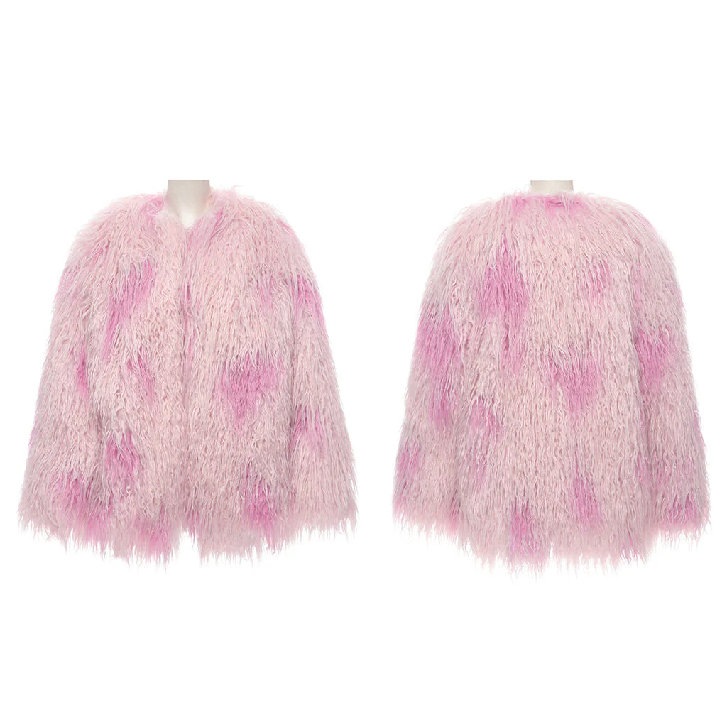 WY-1668XCF Gothic black White Faux Fur Punk Jacket - Image 31