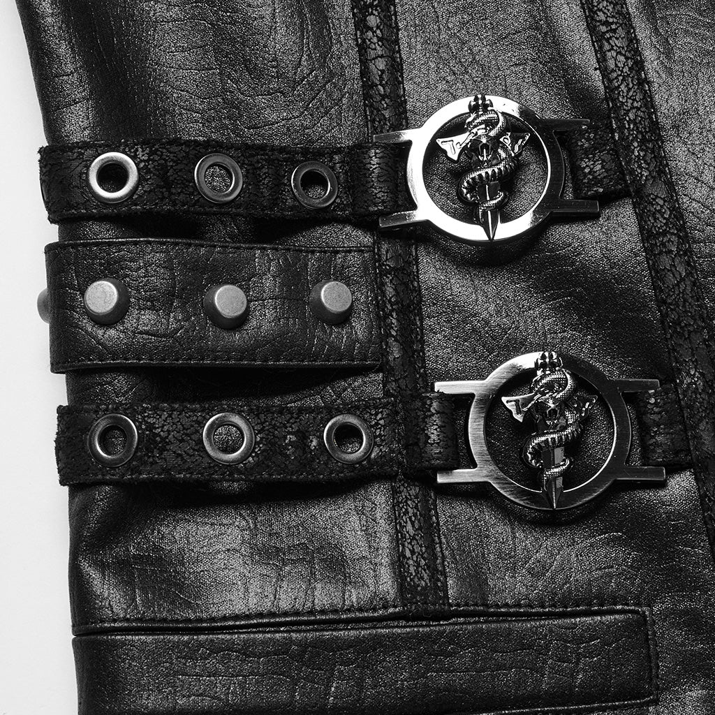 WY-1670MJM Medieval Leather Gothic Vest with Buckle Strap Details - Image 24